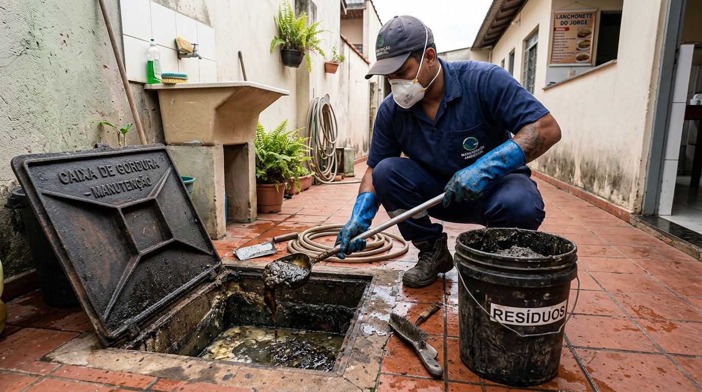 Remoção de resíduos da caixa de gordura em Novo Hamburgo‑RS