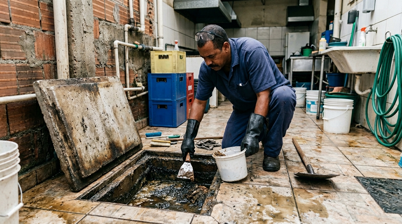 Limpeza de caixa de gordura residencial em Novo Hamburgo‑RS
